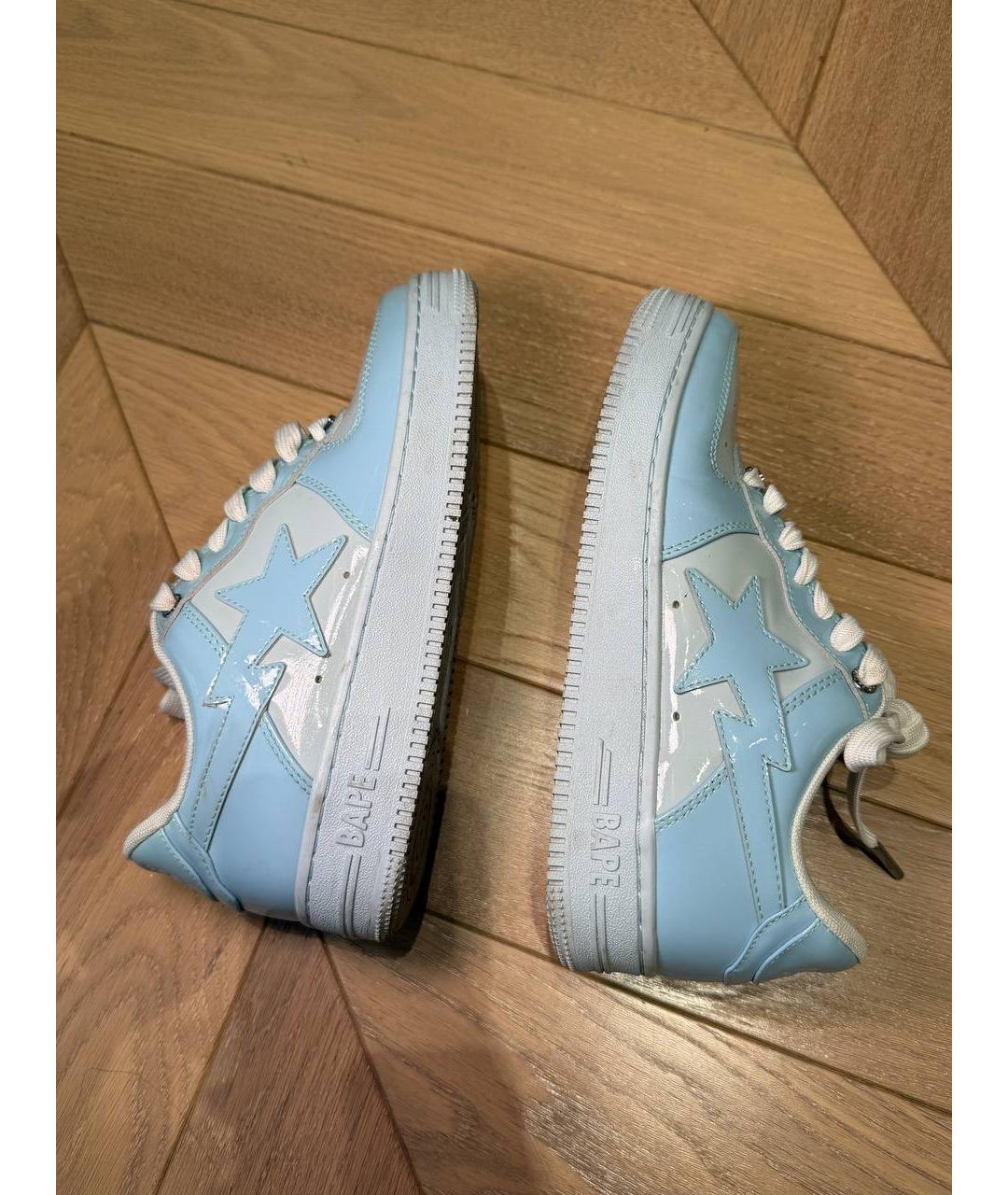 BAPE Голубые кроссовки из лакированной кожи, фото 5