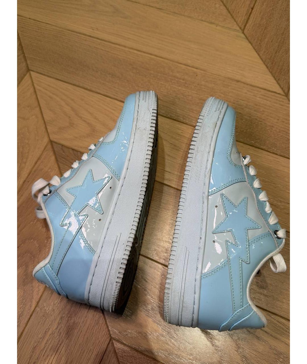 BAPE Голубые кроссовки из лакированной кожи, фото 6