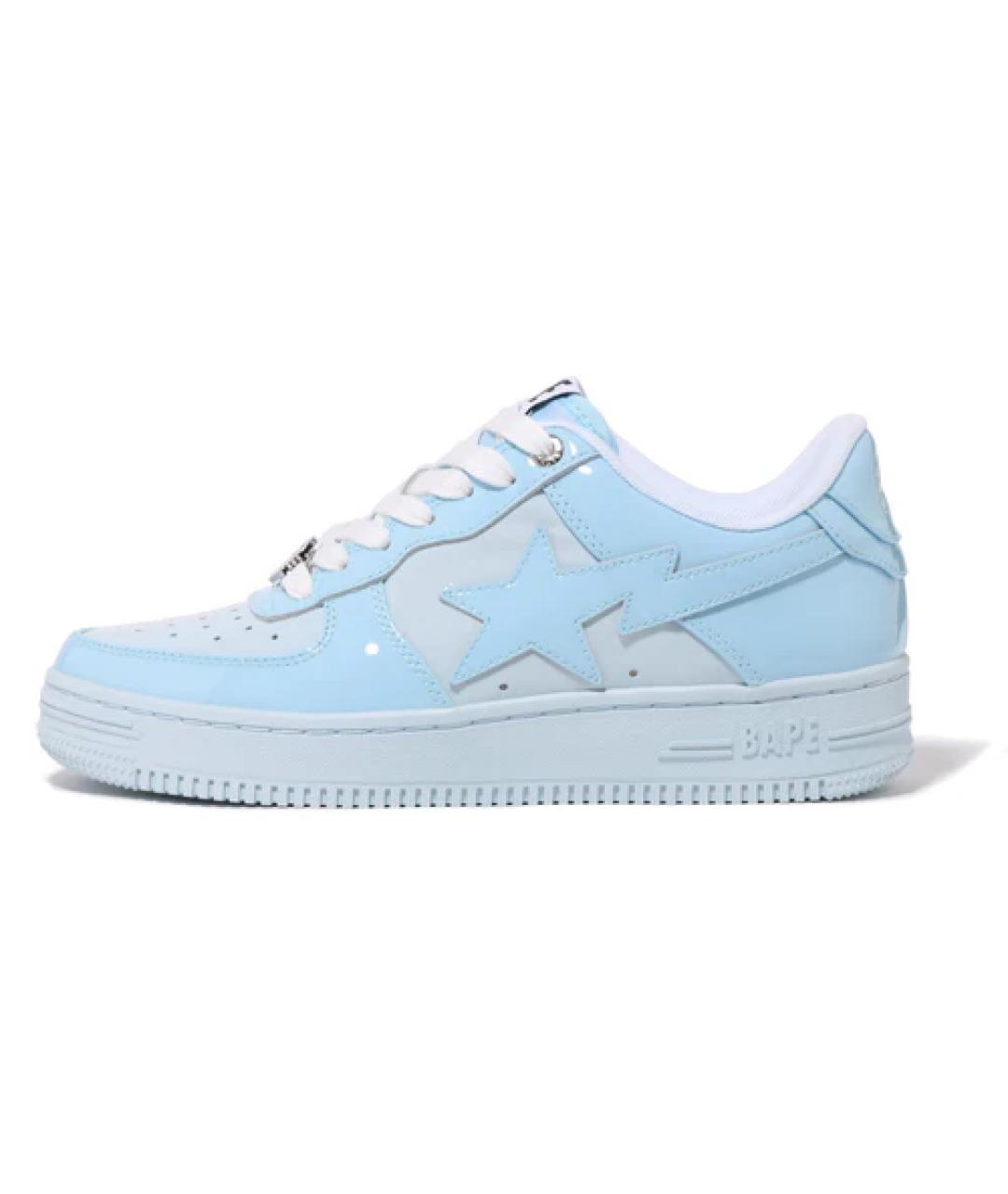 BAPE Голубые кроссовки из лакированной кожи, фото 8