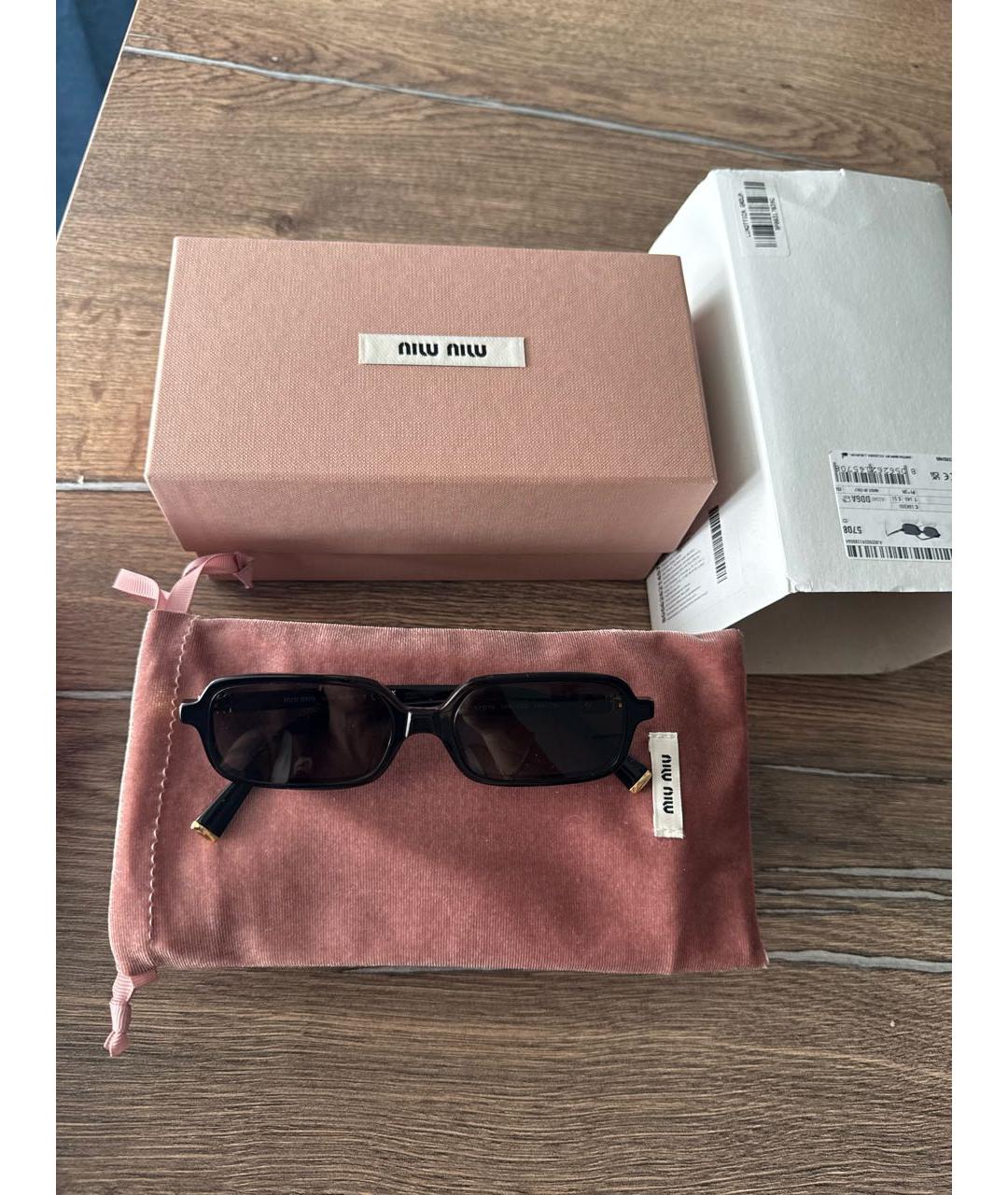 MIU MIU Черные пластиковые солнцезащитные очки, фото 4