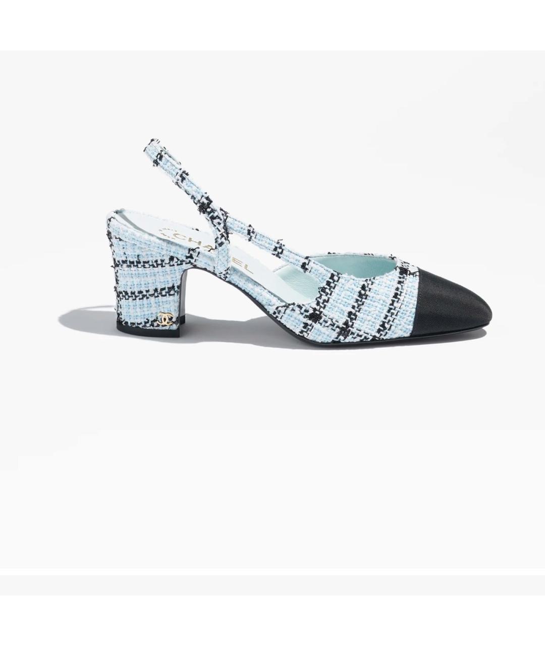 CHANEL Голубые текстильные туфли, фото 4