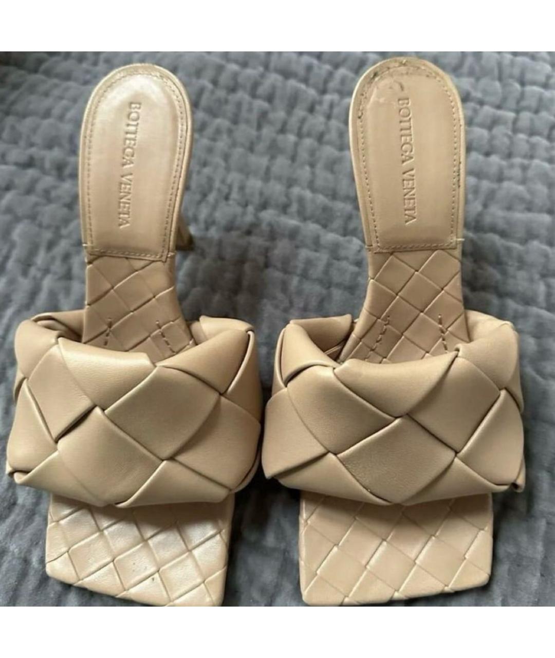 BOTTEGA VENETA Бежевые кожаные мюли, фото 2