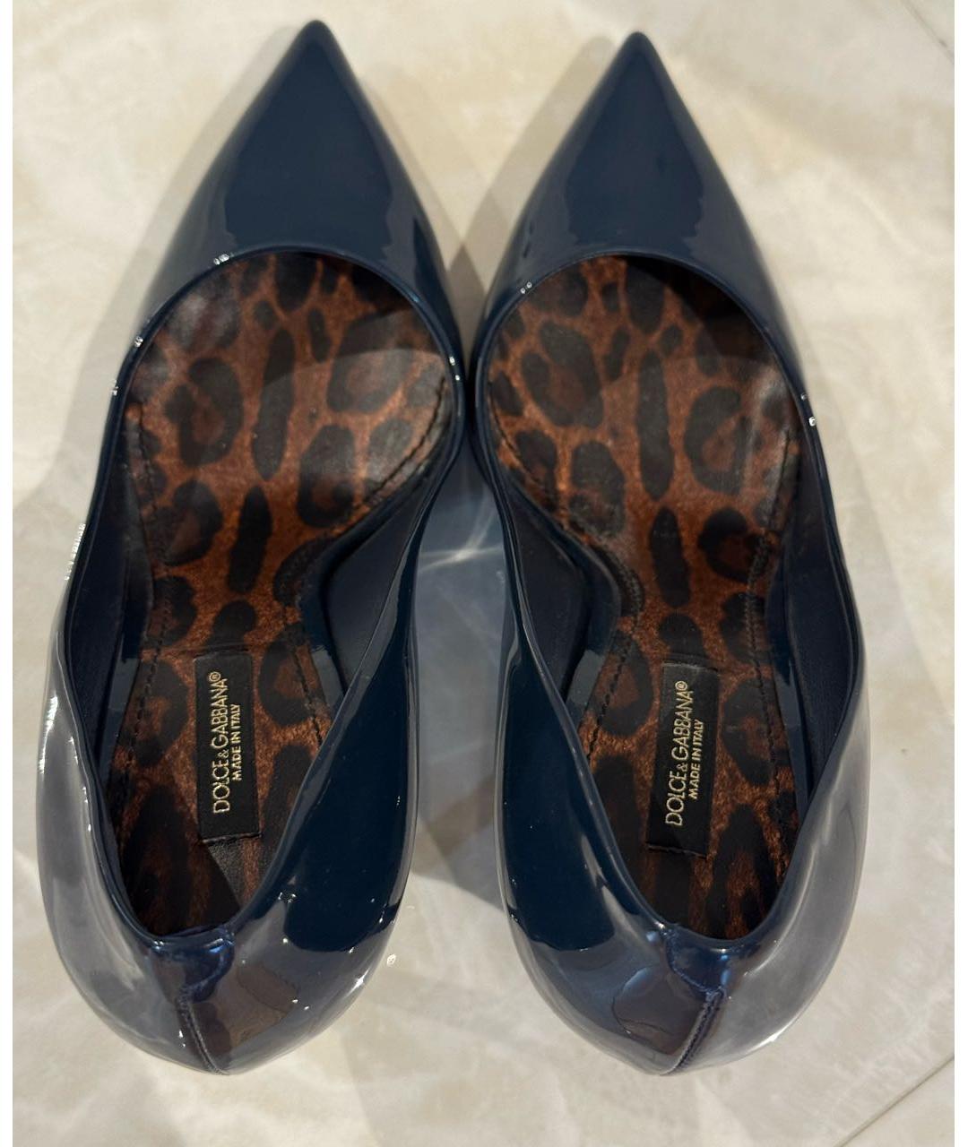 DOLCE&GABBANA Темно-синие туфли из лакированной кожи, фото 3