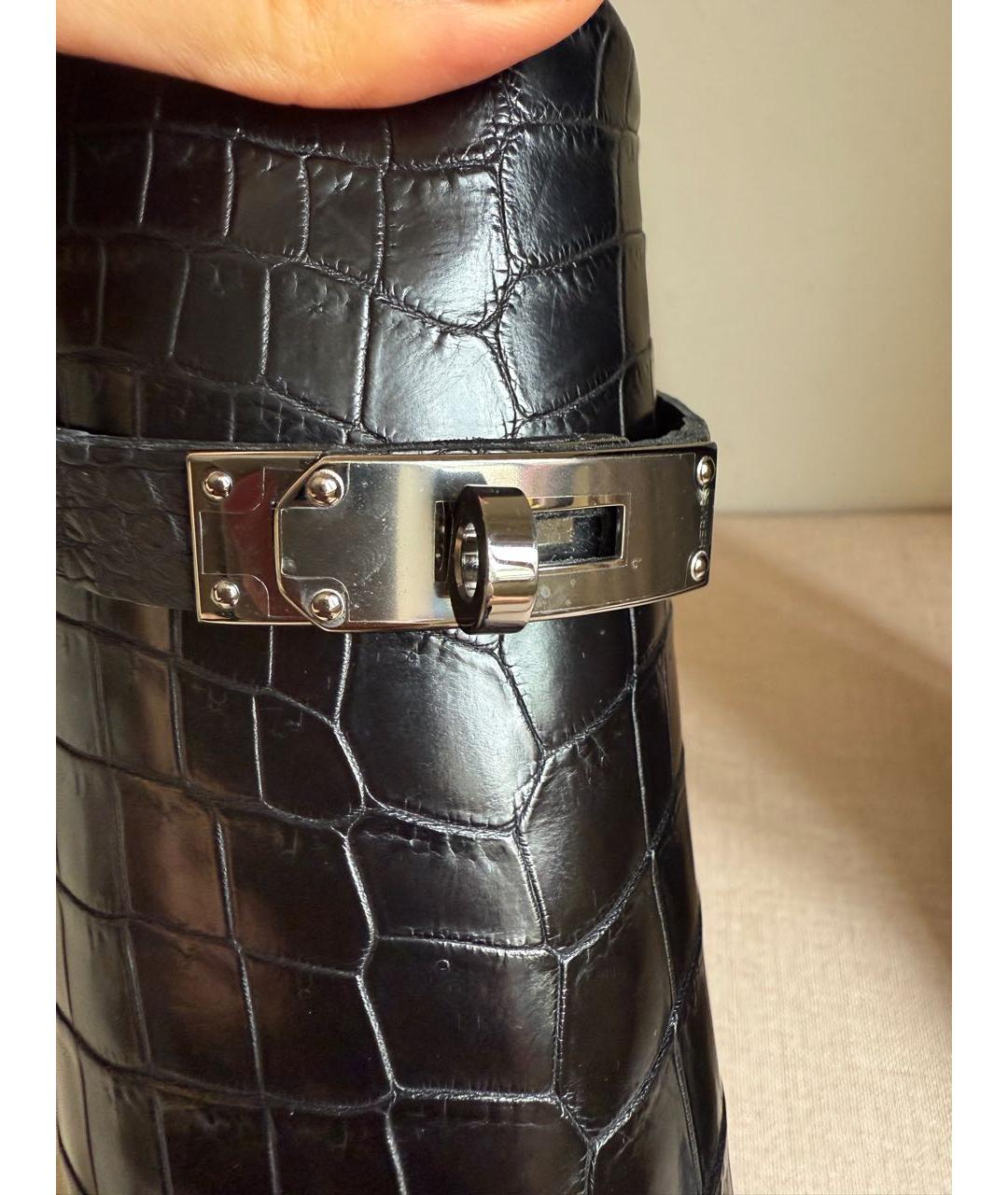 HERMES Черные сапоги из экзотической кожи, фото 6