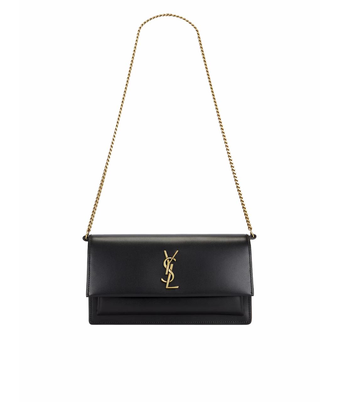 SAINT LAURENT Черная кожаная сумка через плечо, фото 1
