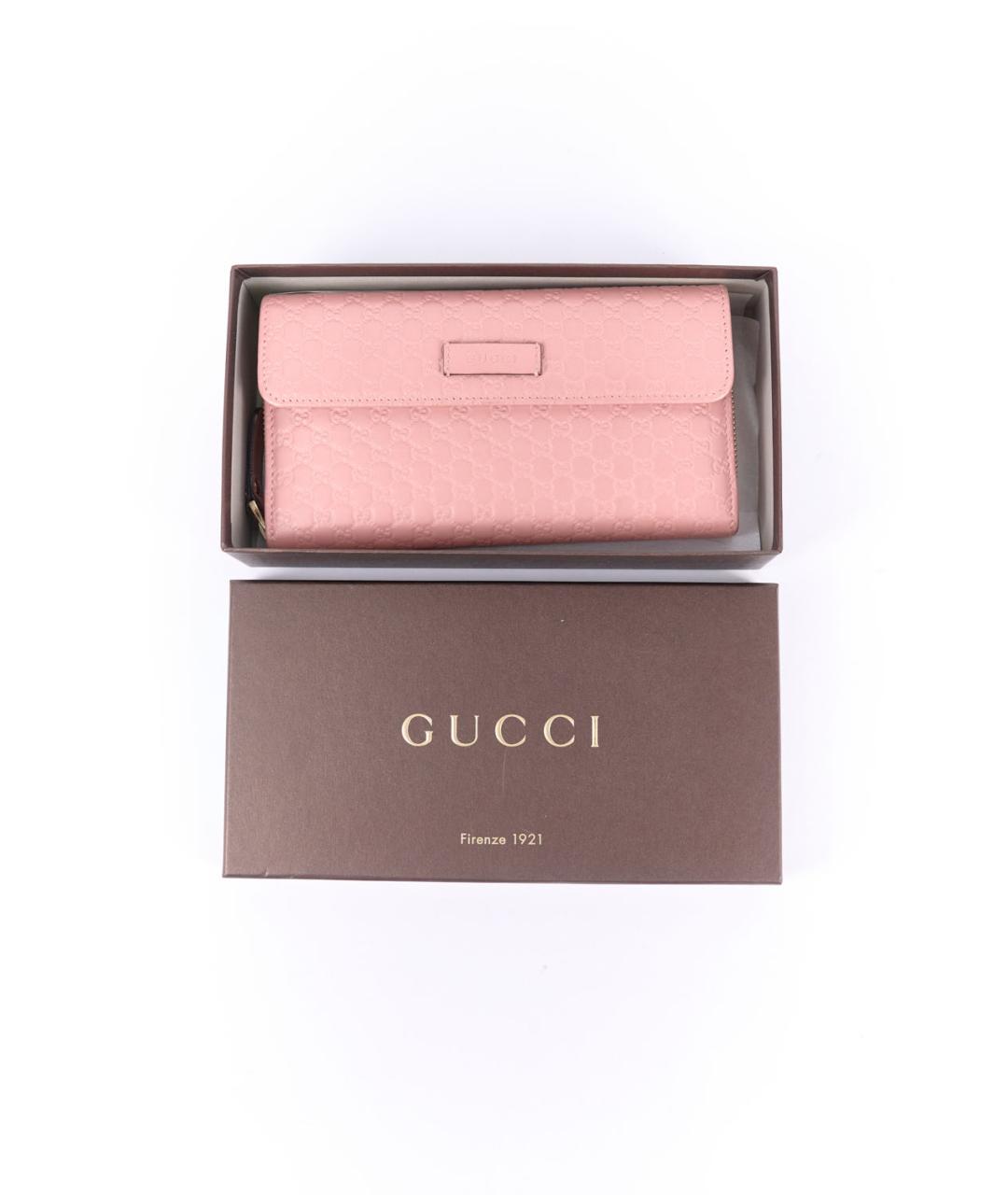 GUCCI Розовый кожаный кошелек, фото 6