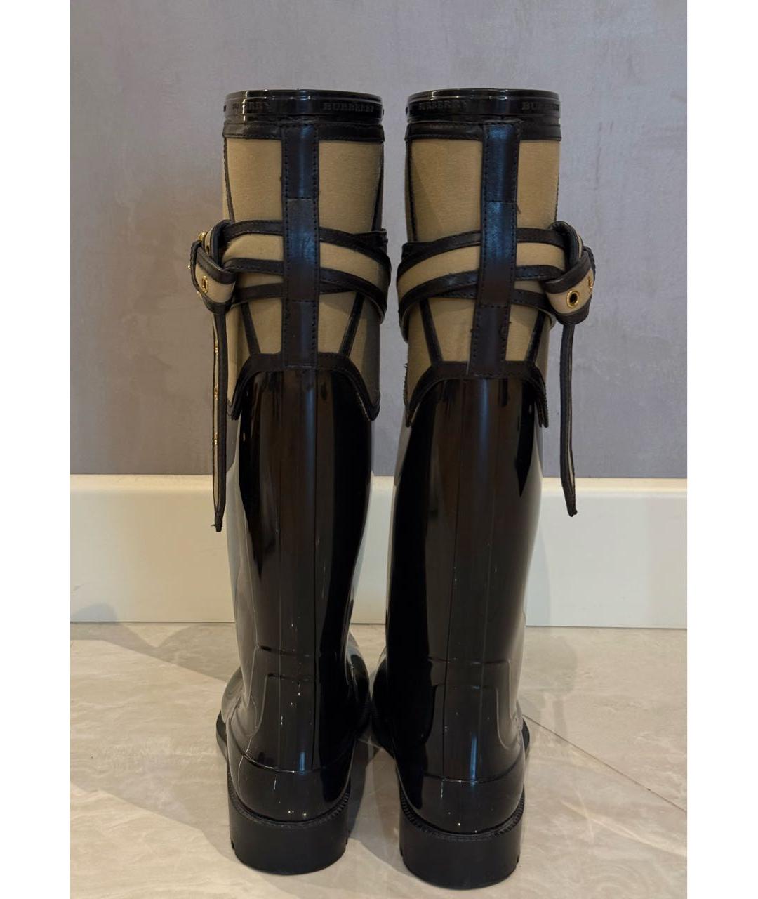 BURBERRY Черные резиновые сапоги, фото 4