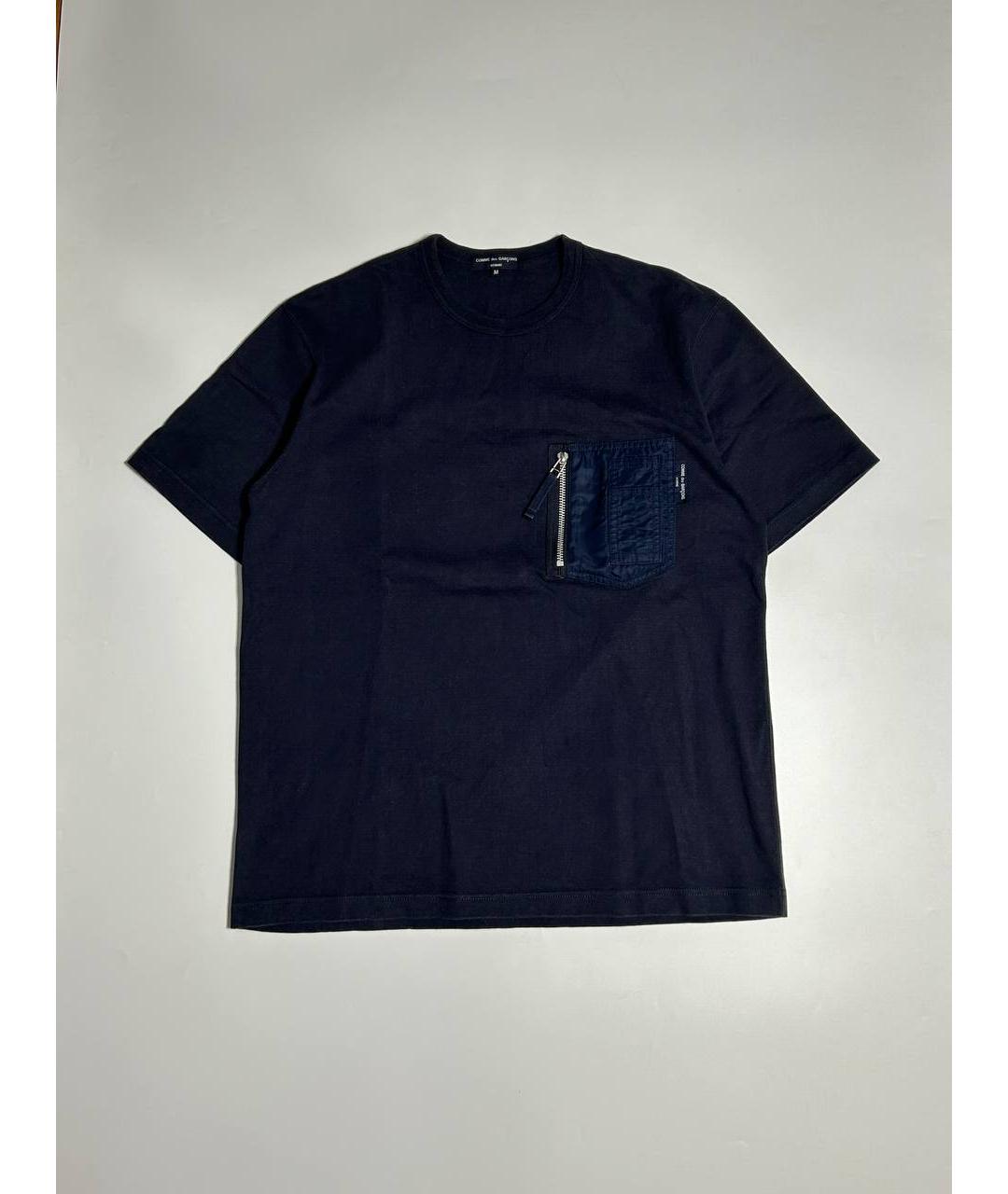 COMME DES GARÇONS Темно-синяя хлопковая футболка, фото 6
