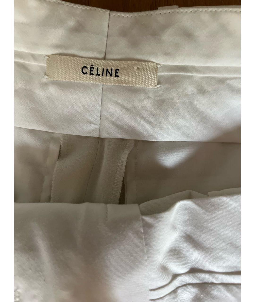 CELINE Белые вискозные прямые брюки, фото 4