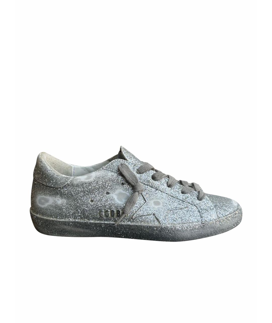 GOLDEN GOOSE DELUXE BRAND Серебряные кожаные кеды, фото 1