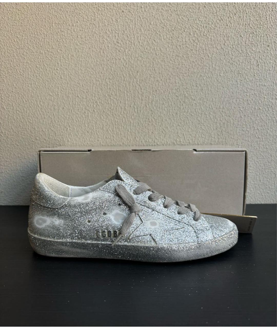 GOLDEN GOOSE DELUXE BRAND Серебряные кожаные кеды, фото 5