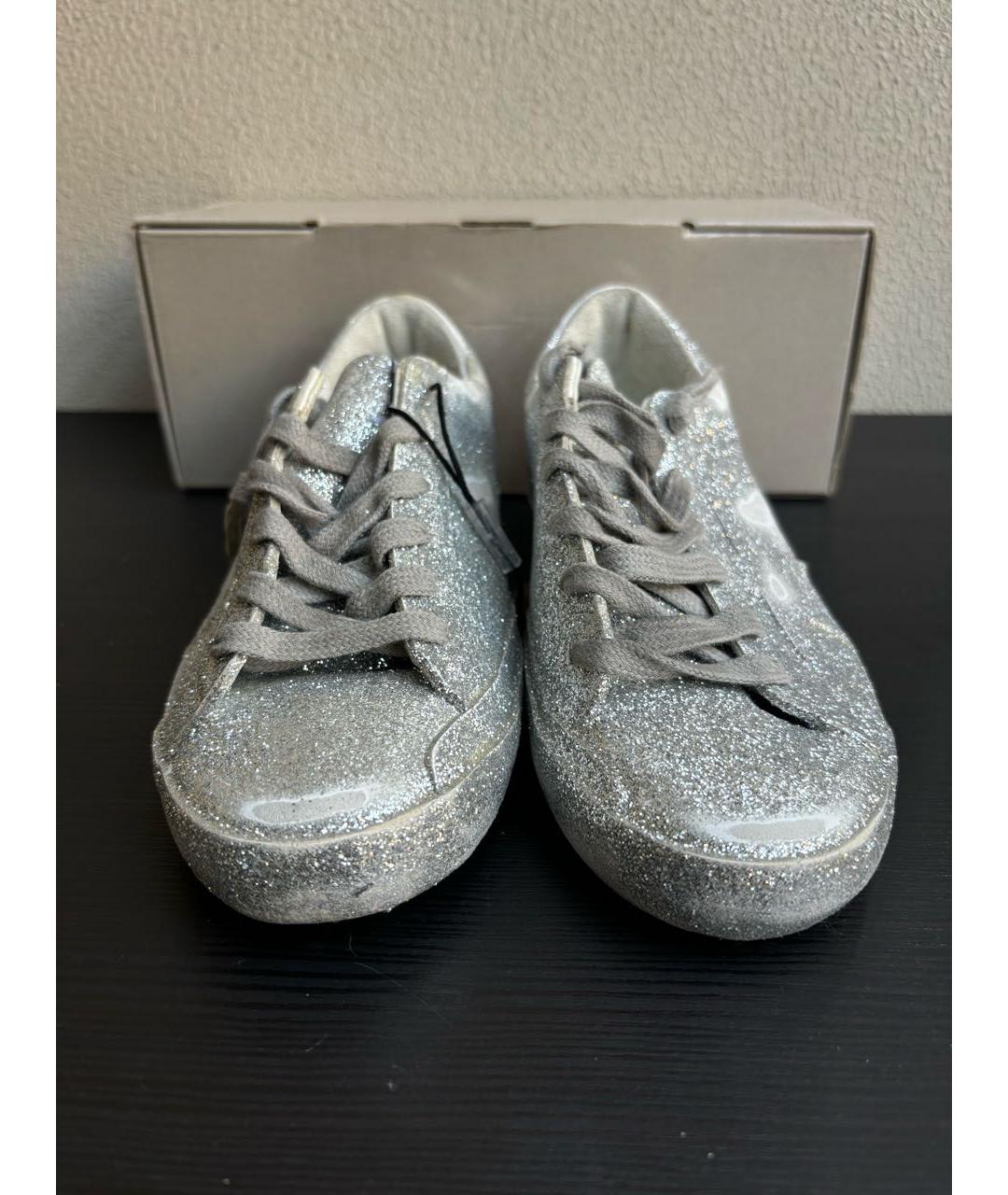 GOLDEN GOOSE DELUXE BRAND Серебряные кожаные кеды, фото 2