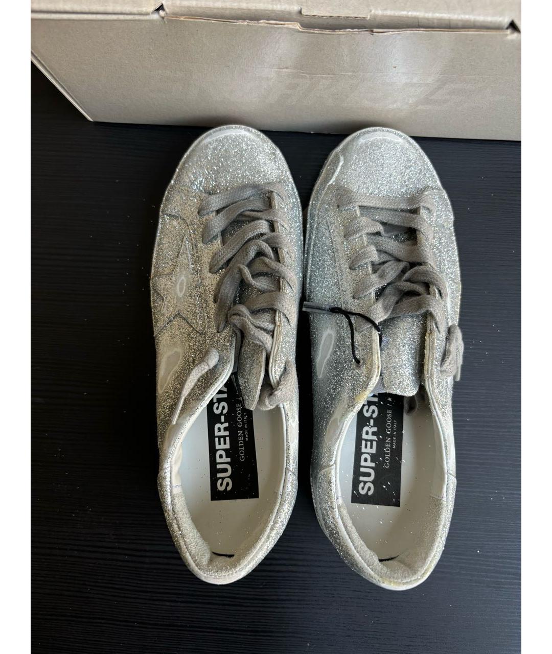 GOLDEN GOOSE DELUXE BRAND Серебряные кожаные кеды, фото 3