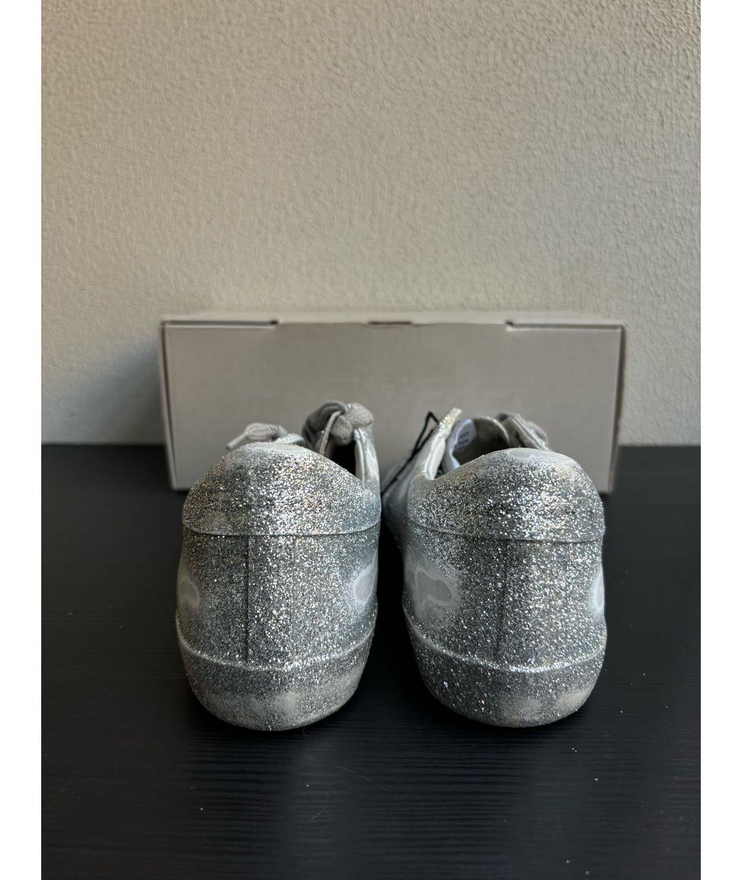 GOLDEN GOOSE DELUXE BRAND Серебряные кожаные кеды, фото 4