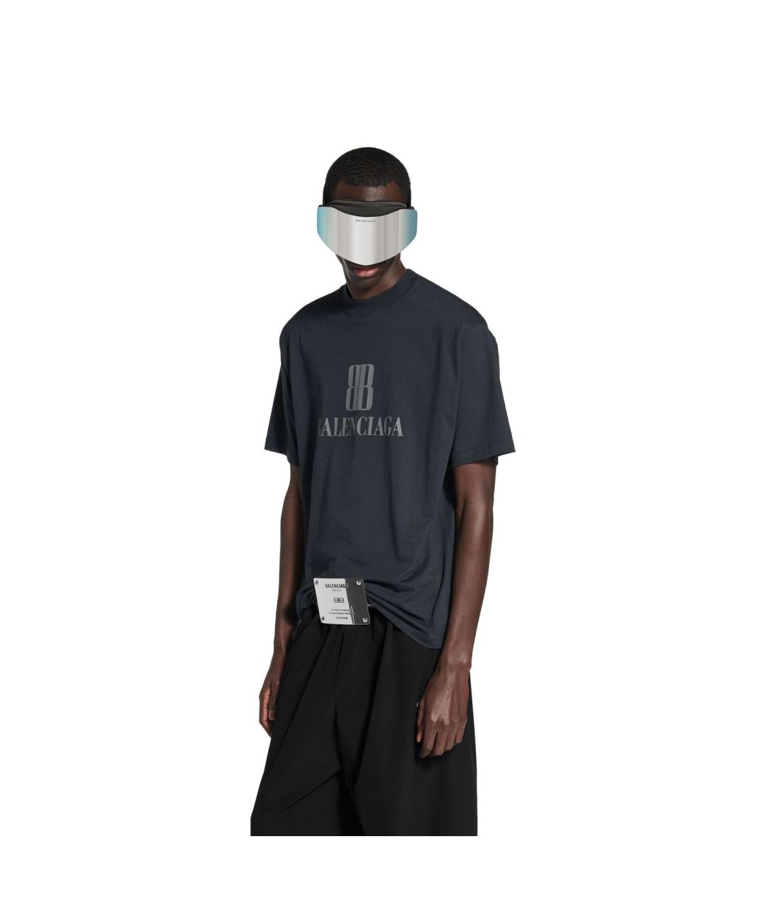 BALENCIAGA Черная хлопковая футболка, фото 3