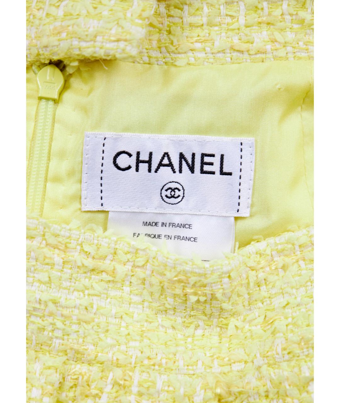 CHANEL Желтая хлопковая юбка миди, фото 5