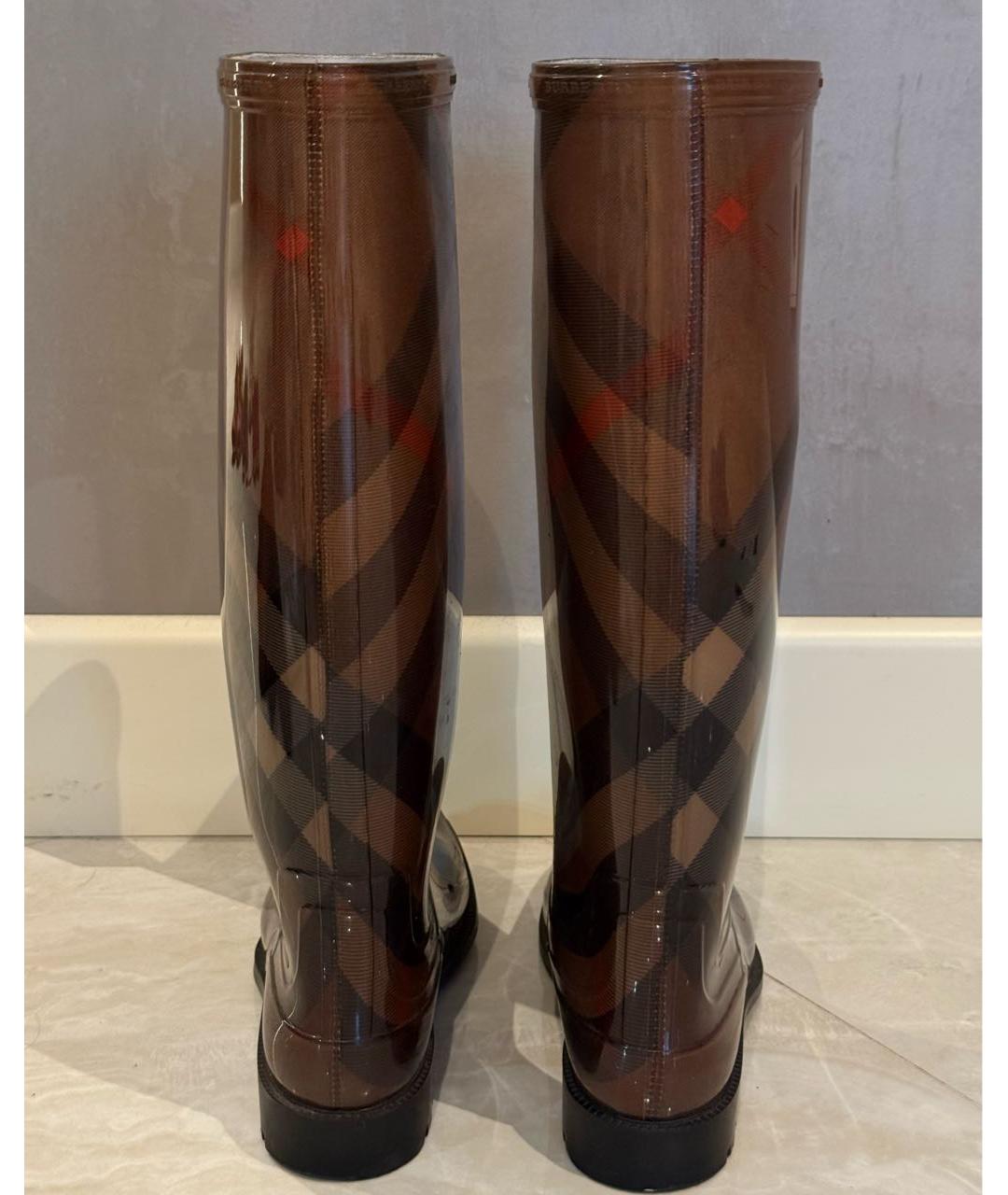 BURBERRY Коричневые резиновые сапоги, фото 4