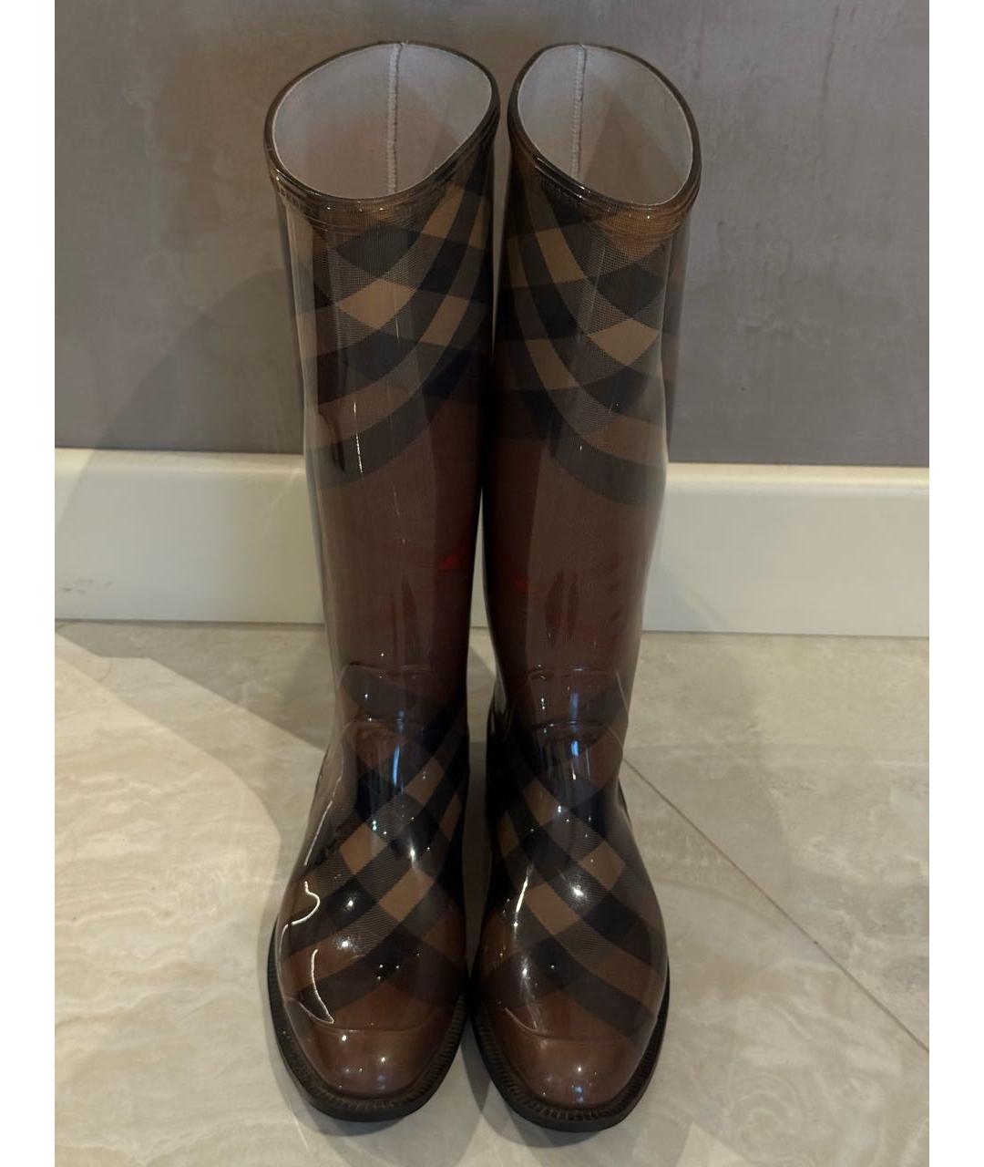 BURBERRY Коричневые резиновые сапоги, фото 2