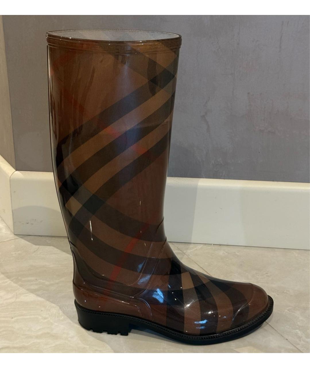 BURBERRY Коричневые резиновые сапоги, фото 5
