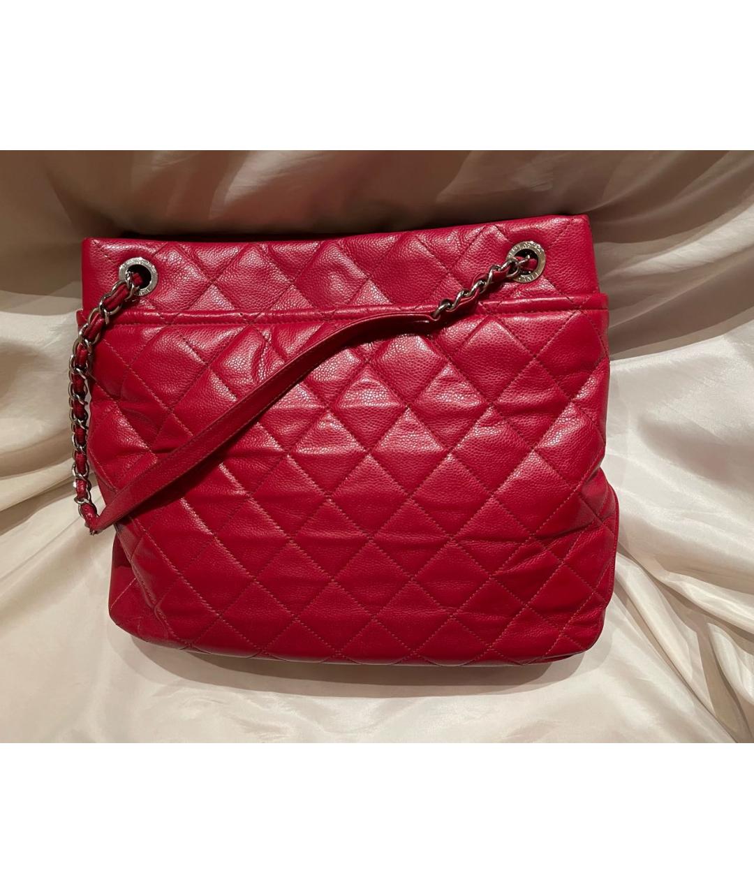 CHANEL Красная кожаная сумка тоут, фото 3