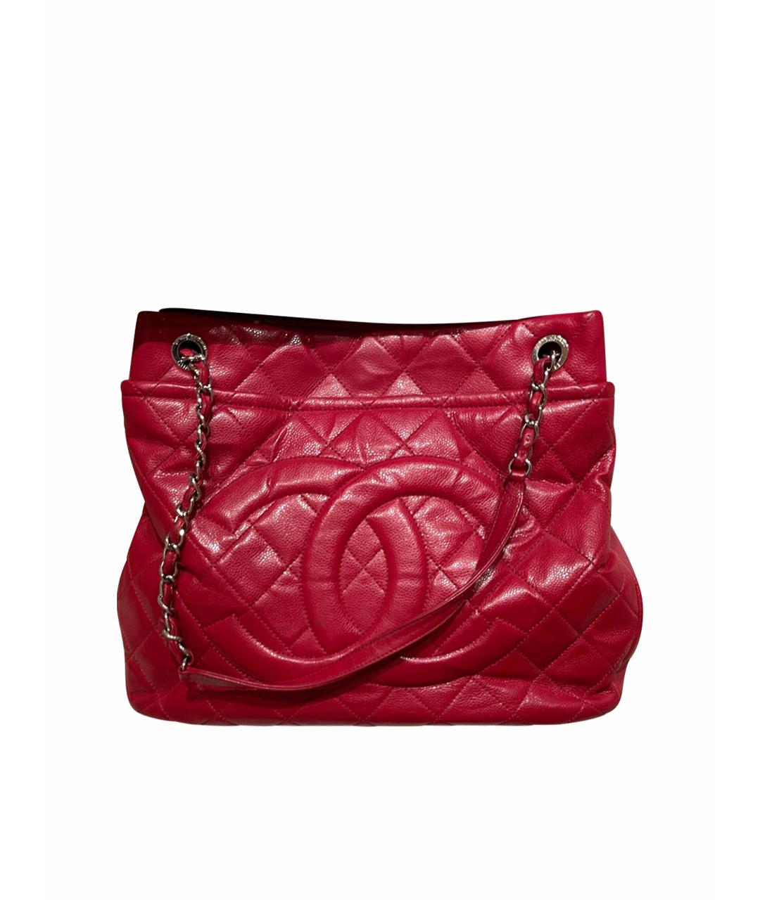 CHANEL Красная кожаная сумка тоут, фото 1