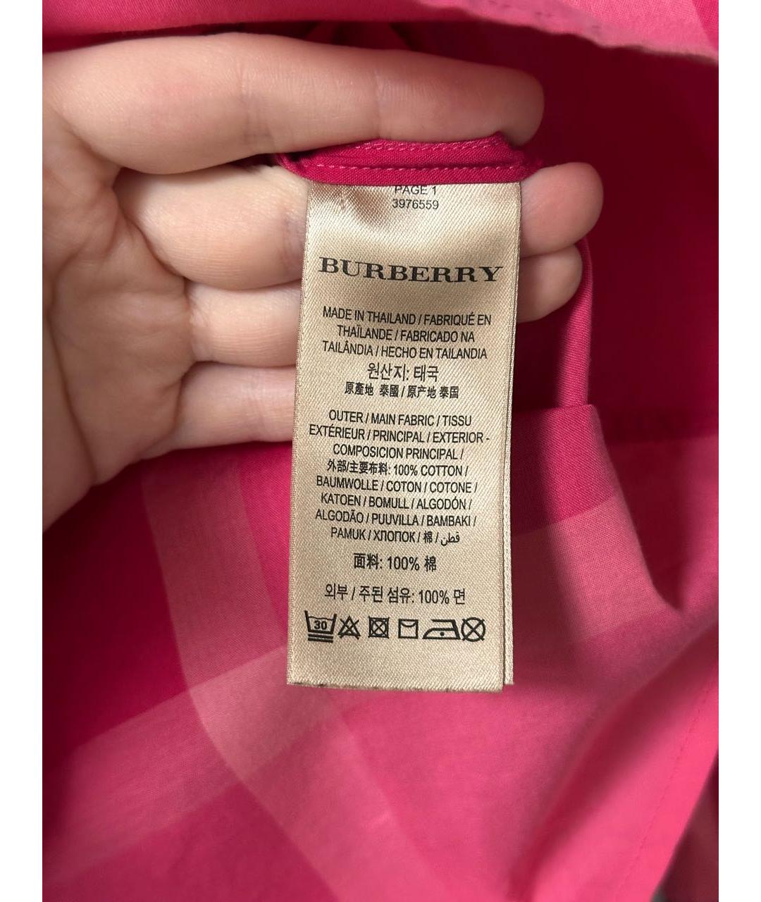 BURBERRY Розовая хлопковая рубашка, фото 5