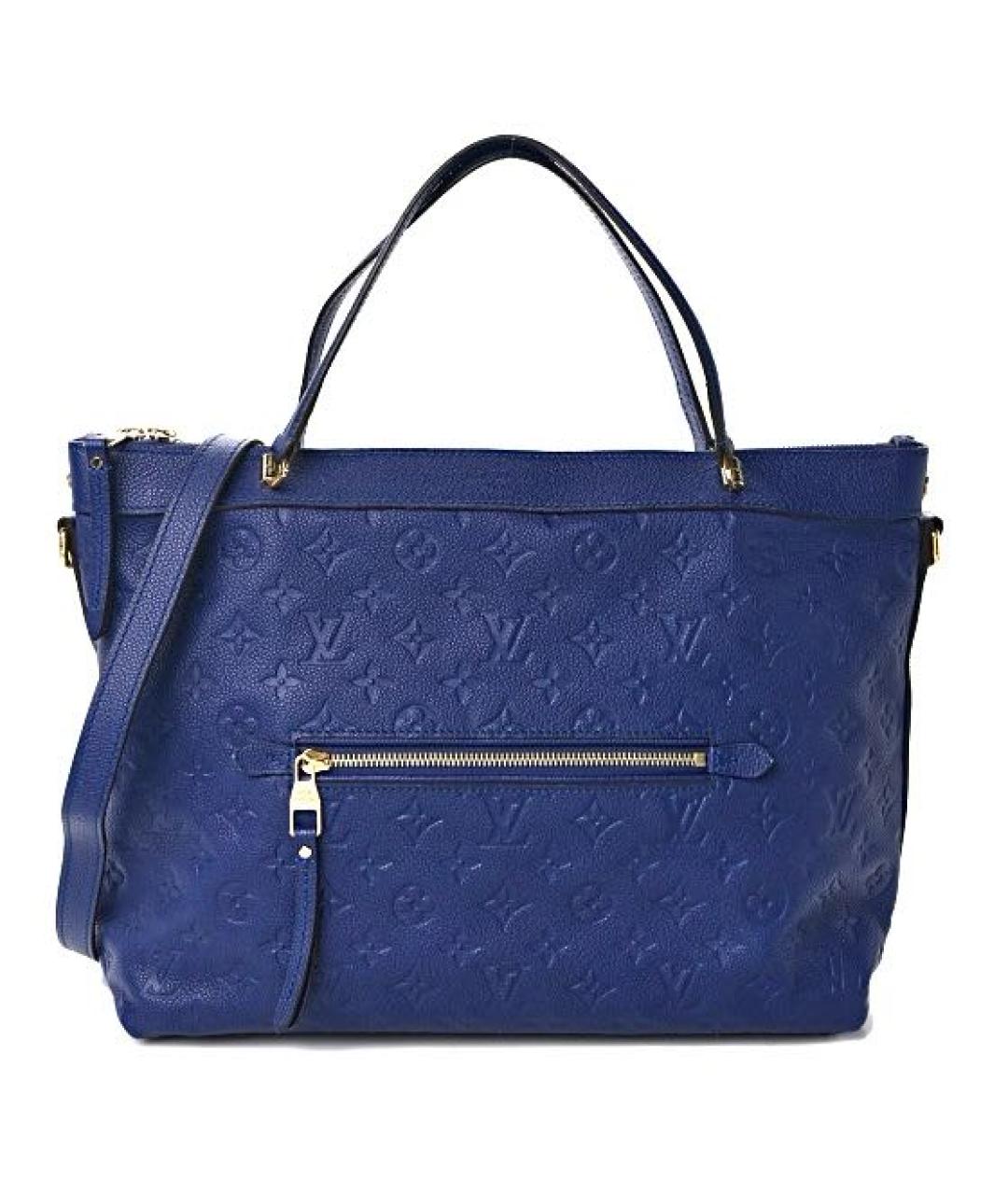 LOUIS VUITTON Темно-синяя кожаная сумка тоут, фото 9