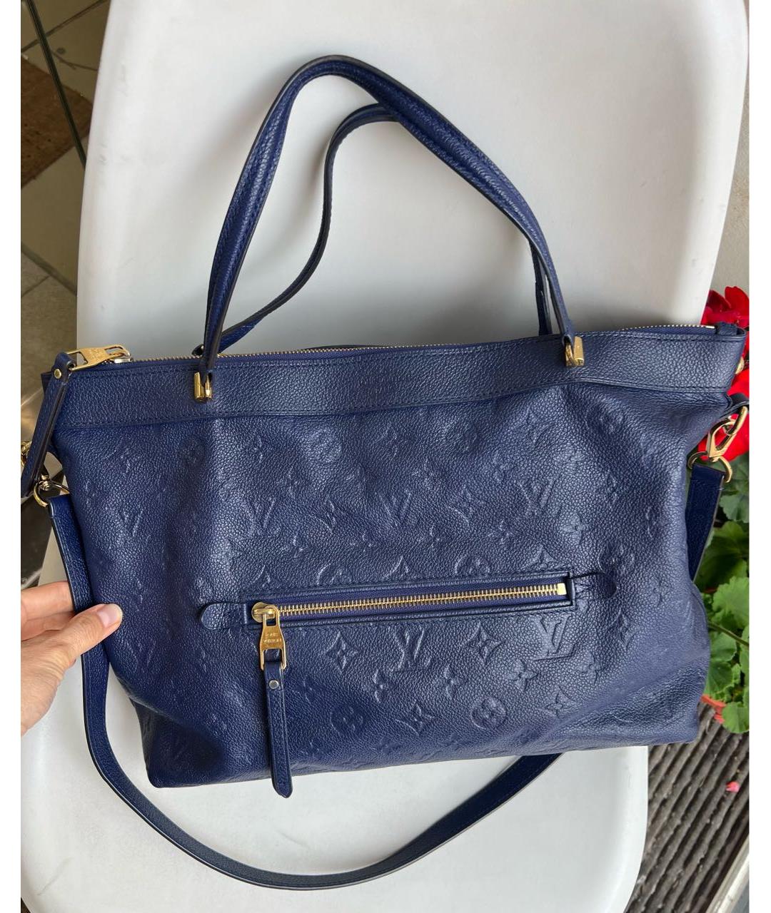 LOUIS VUITTON Темно-синяя кожаная сумка тоут, фото 7