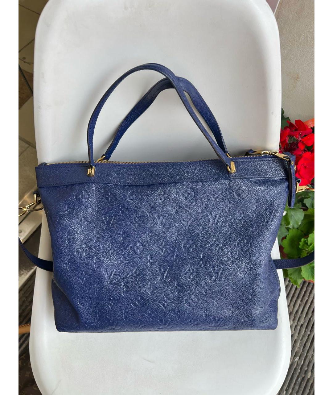 LOUIS VUITTON Темно-синяя кожаная сумка тоут, фото 2