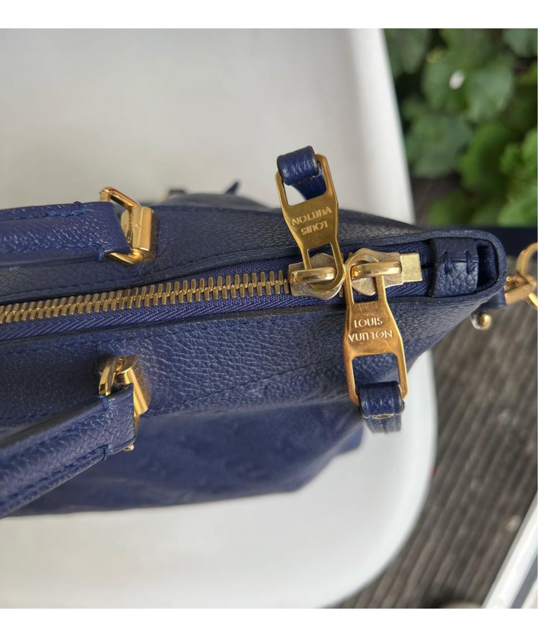 LOUIS VUITTON Темно-синяя кожаная сумка тоут, фото 6