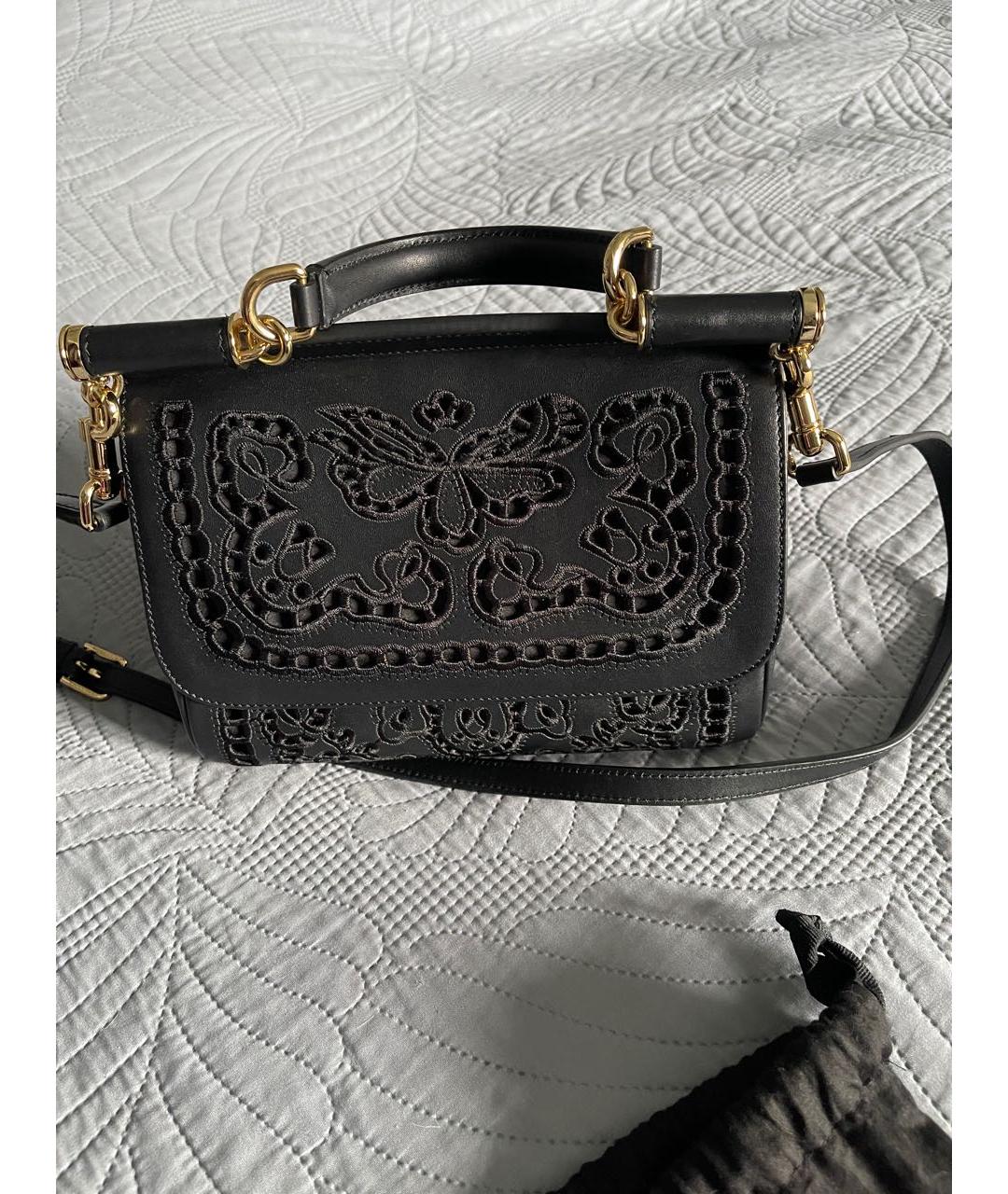 DOLCE&GABBANA Черная кожаная сумка с короткими ручками, фото 6