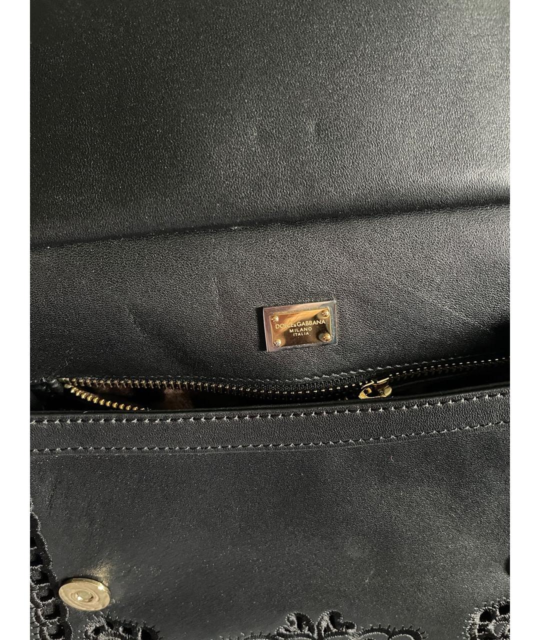 DOLCE&GABBANA Черная кожаная сумка с короткими ручками, фото 3