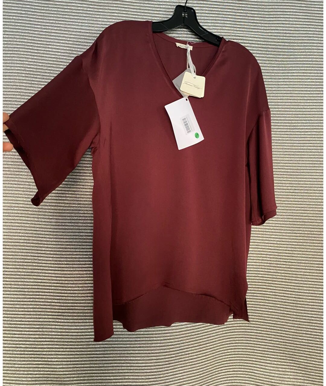 AMERICAN VINTAGE Бордовая полиэстеровая рубашка, фото 4