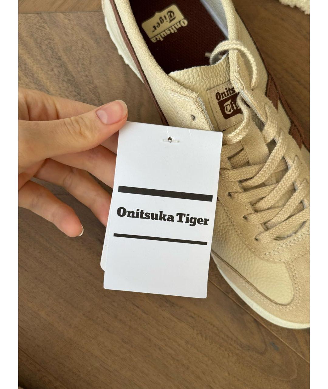 ONITSUKA TIGER Бежевые кожаные кроссовки, фото 7