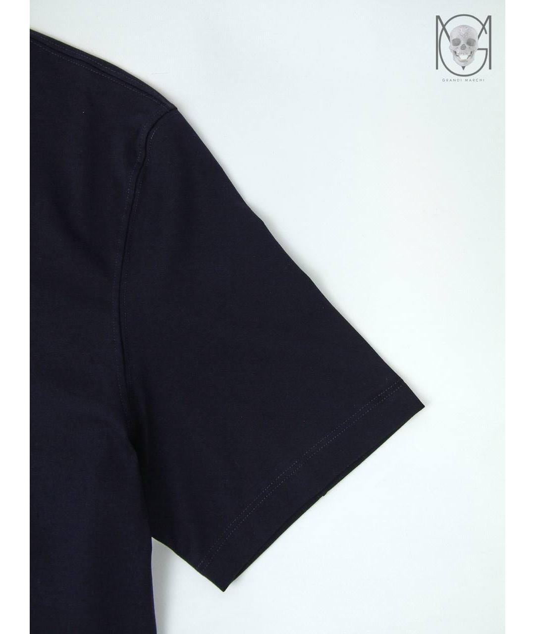 BRUNELLO CUCINELLI Темно-синяя хлопковая футболка, фото 6