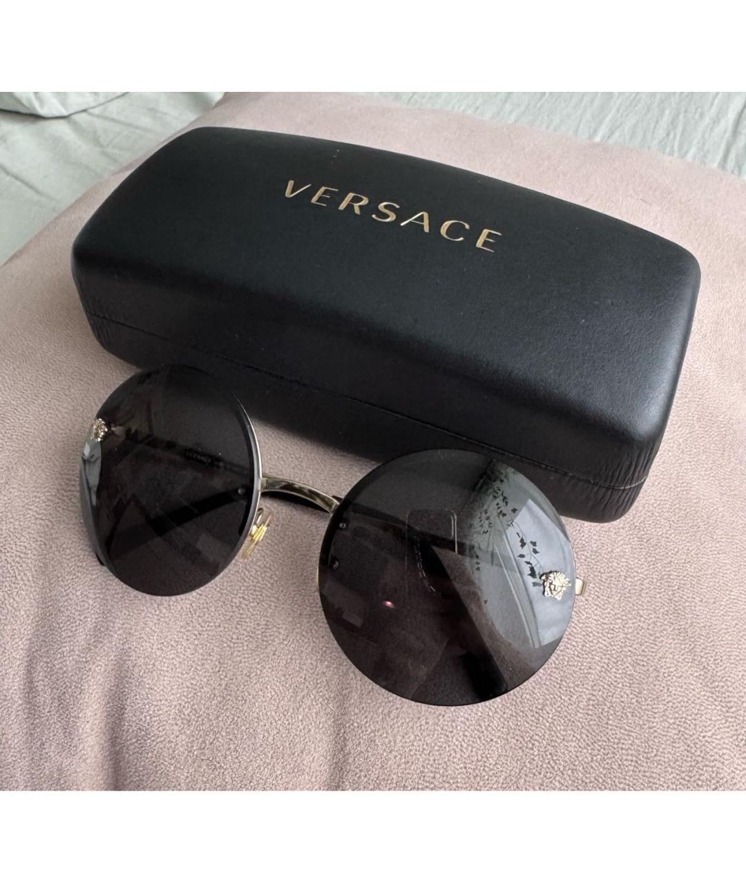 VERSACE Черные металлические солнцезащитные очки, фото 6