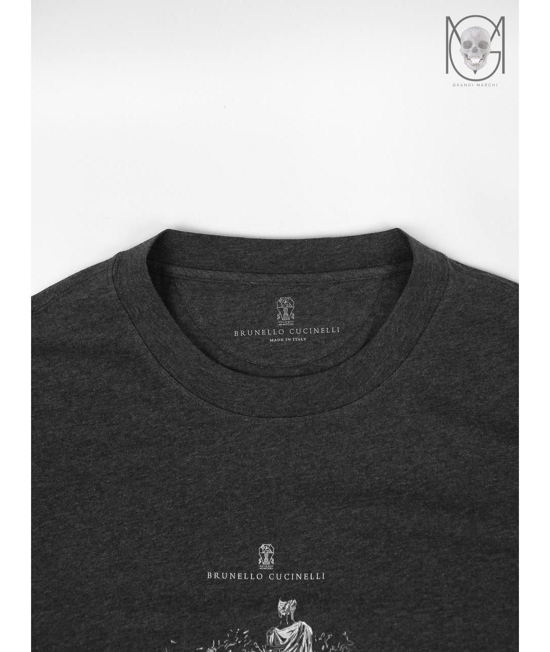 BRUNELLO CUCINELLI Черная хлопковая футболка, фото 8