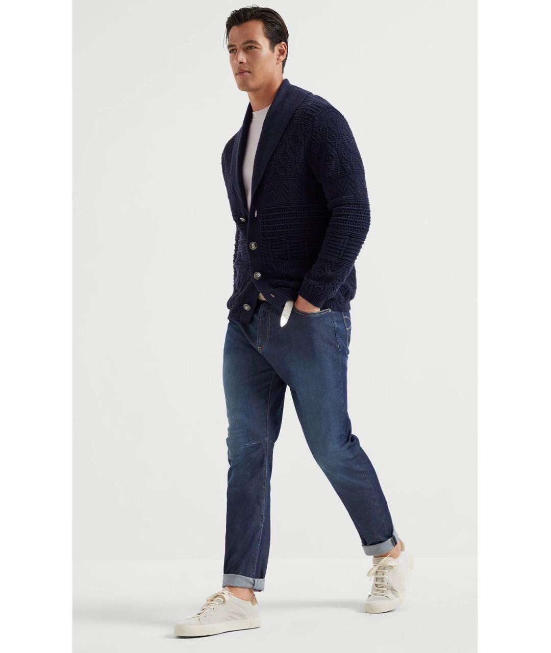 BRUNELLO CUCINELLI Синие хлопко-эластановые джинсы скинни, фото 2