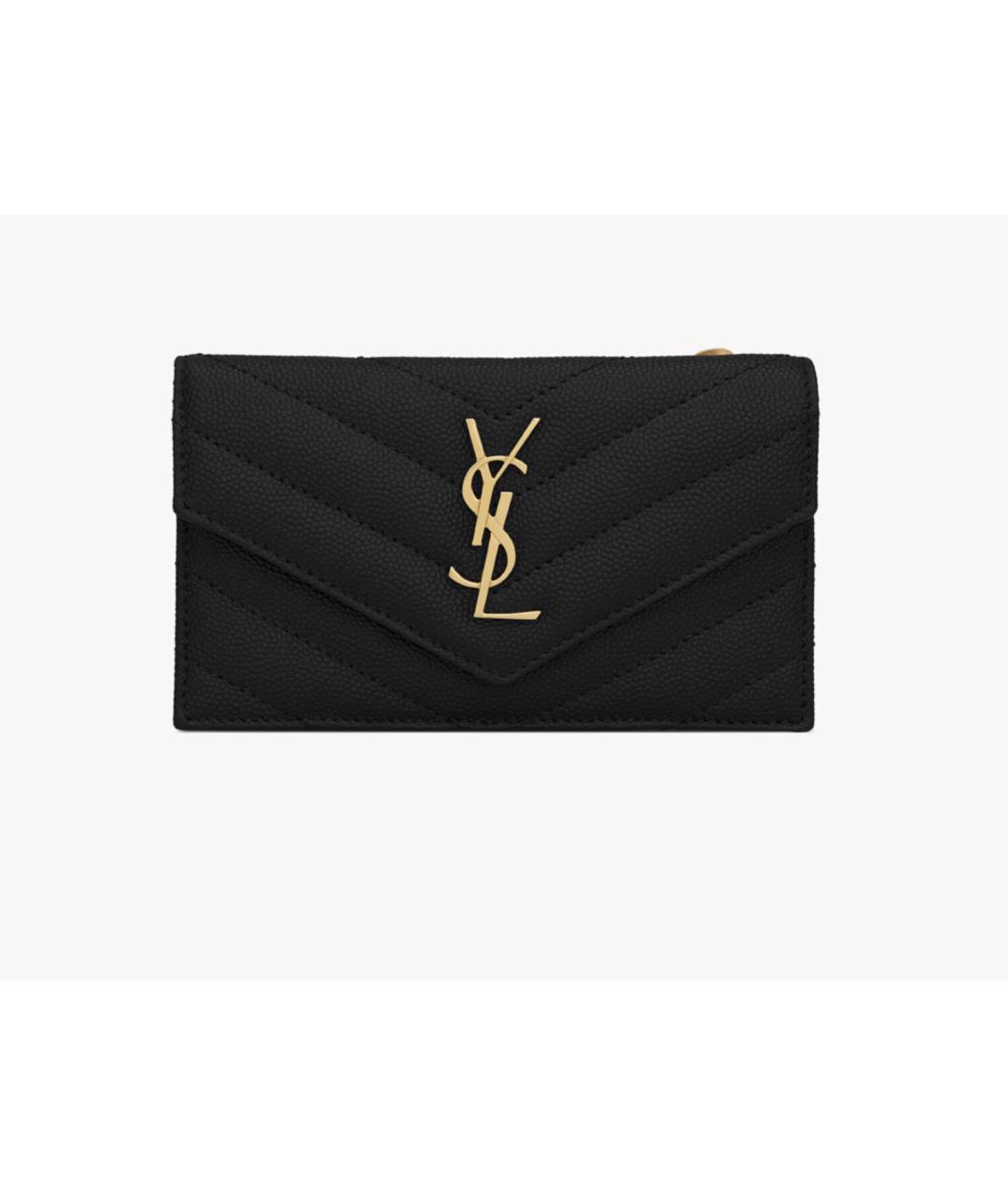 SAINT LAURENT Черный кожаный кардхолдер, фото 5