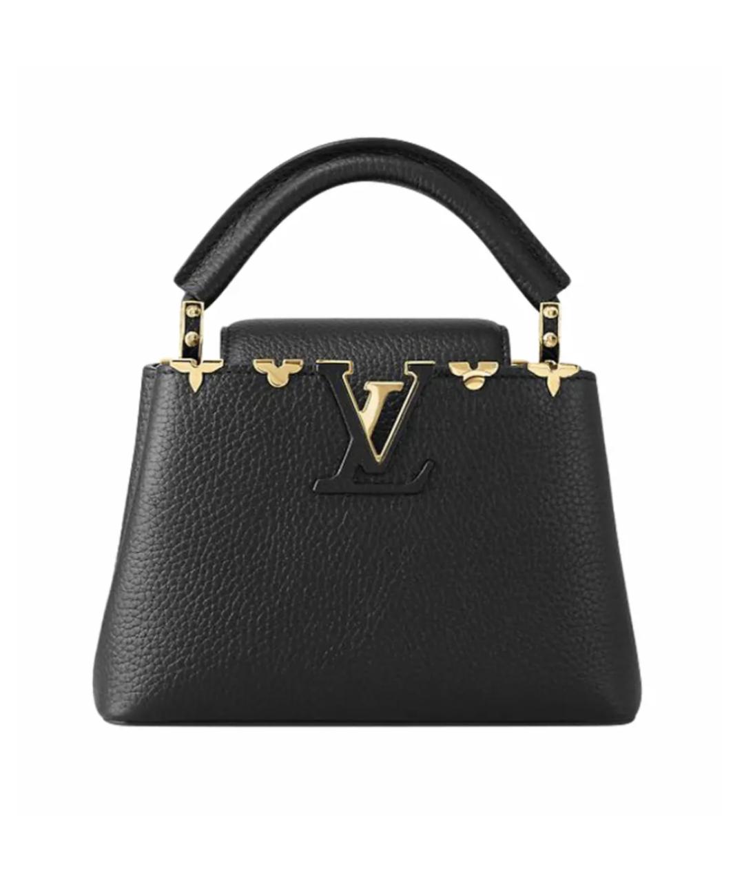 LOUIS VUITTON Черная кожаная сумка с короткими ручками, фото 1