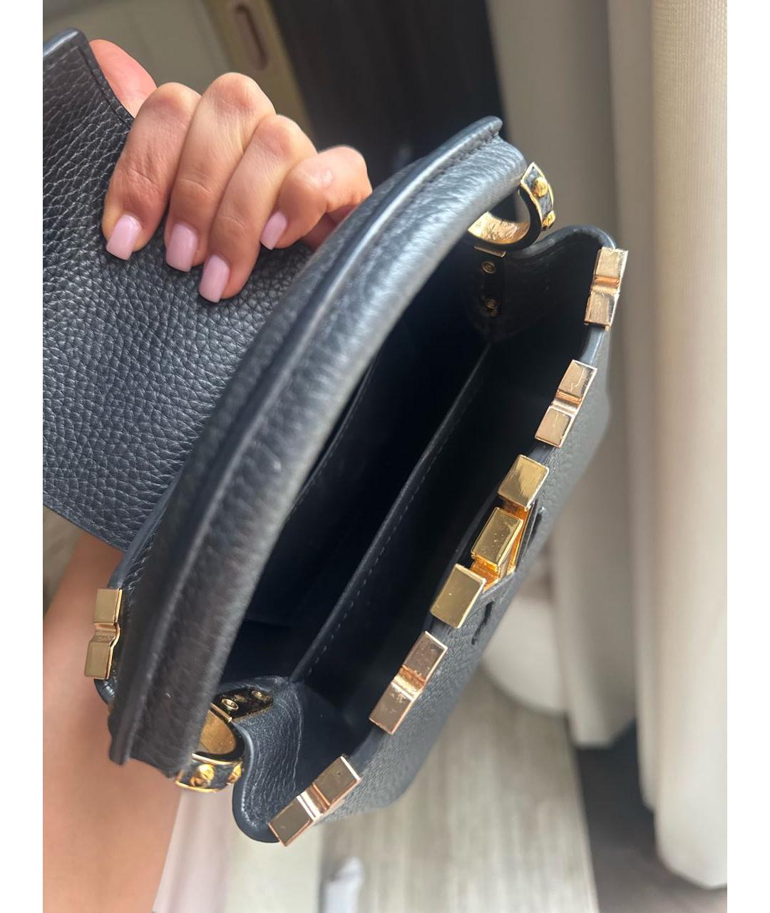 LOUIS VUITTON Черная кожаная сумка с короткими ручками, фото 4