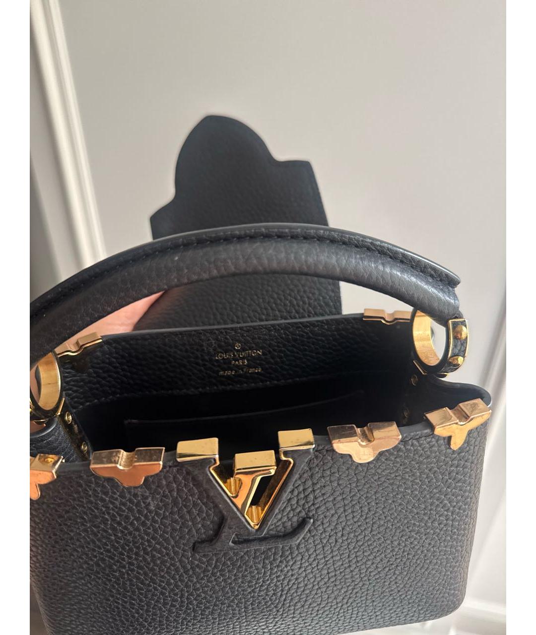 LOUIS VUITTON Черная кожаная сумка с короткими ручками, фото 2
