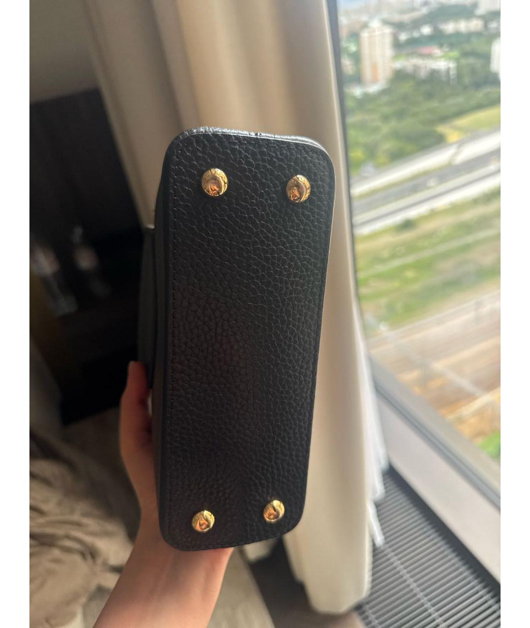 LOUIS VUITTON Черная кожаная сумка с короткими ручками, фото 3