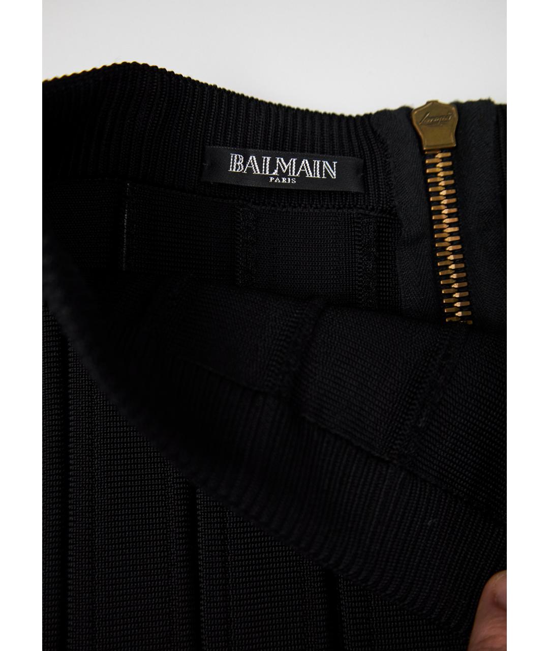 BALMAIN Черная вискозная юбка миди, фото 5