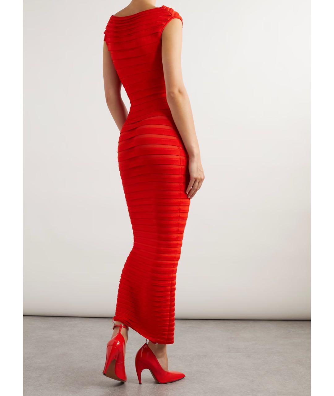 ALAIA Красное вискозное коктейльное платье, фото 5