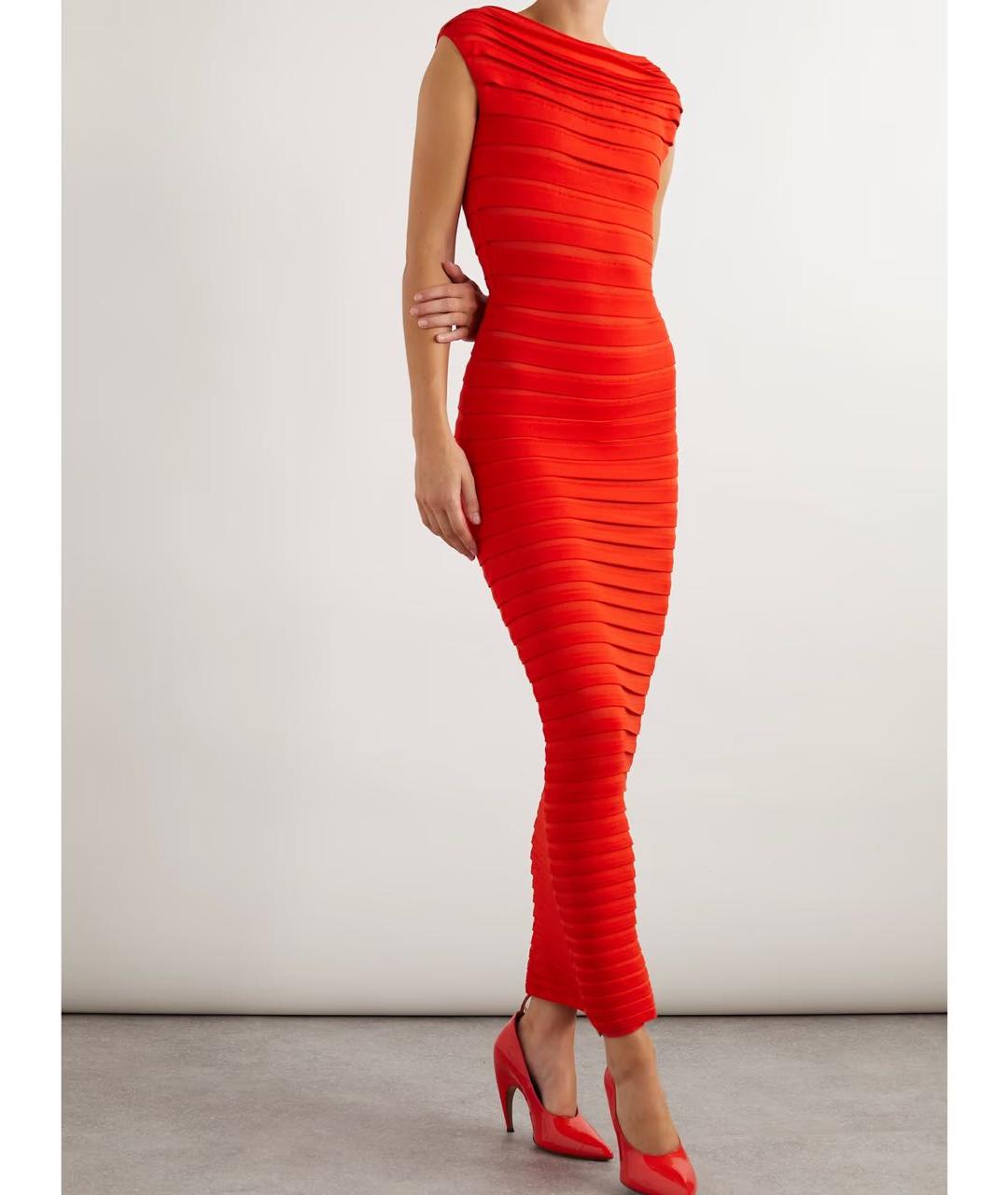 ALAIA Красное вискозное коктейльное платье, фото 4