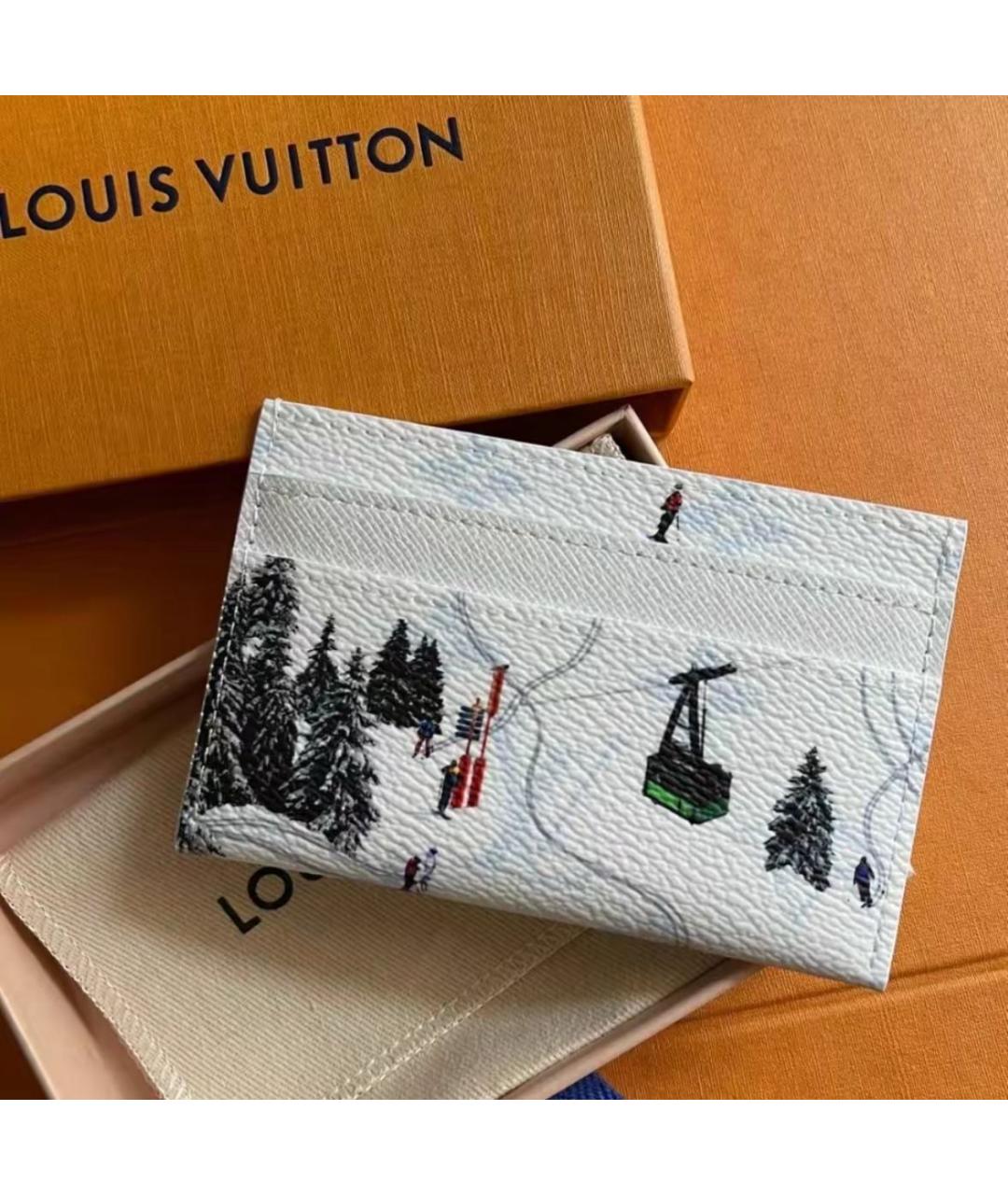 LOUIS VUITTON Белый кожаный кардхолдер, фото 4