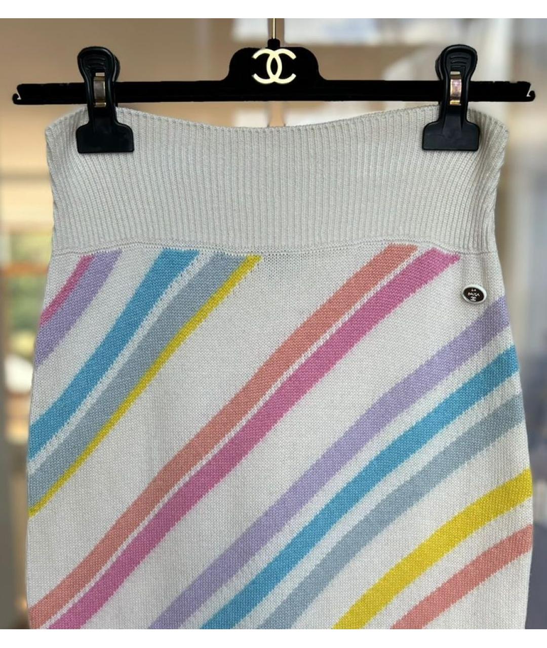 CHANEL Белая хлопковая юбка миди, фото 3