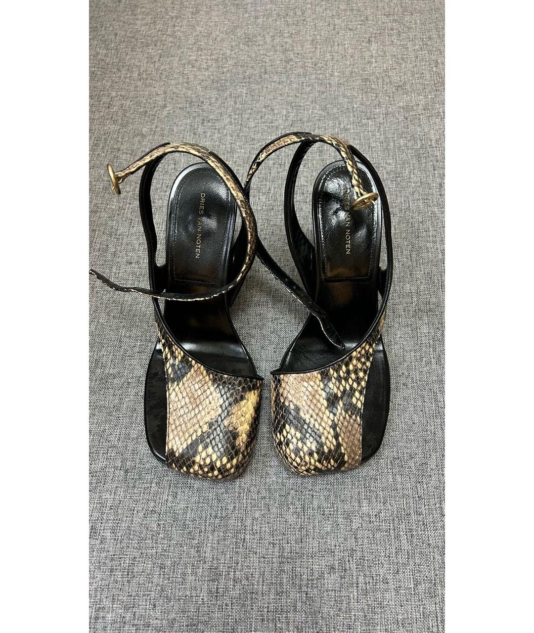 DRIES VAN NOTEN Бежевые кожаные босоножки, фото 3