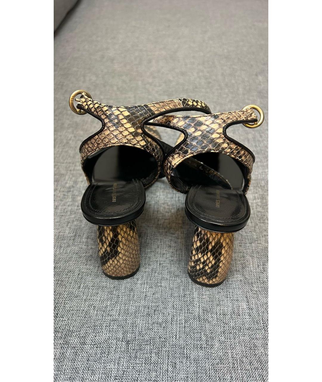 DRIES VAN NOTEN Бежевые кожаные босоножки, фото 4